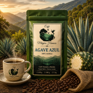 Café Agave Azul de Café Mágico Huasca, café 100% arábica con notas cítricas, melosas y aroma de agave azul.